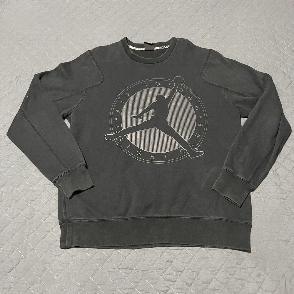 Nike Air Jordan Sweatshirt Men's XL Faded Black Flight Club Fleece Crew Neck‎